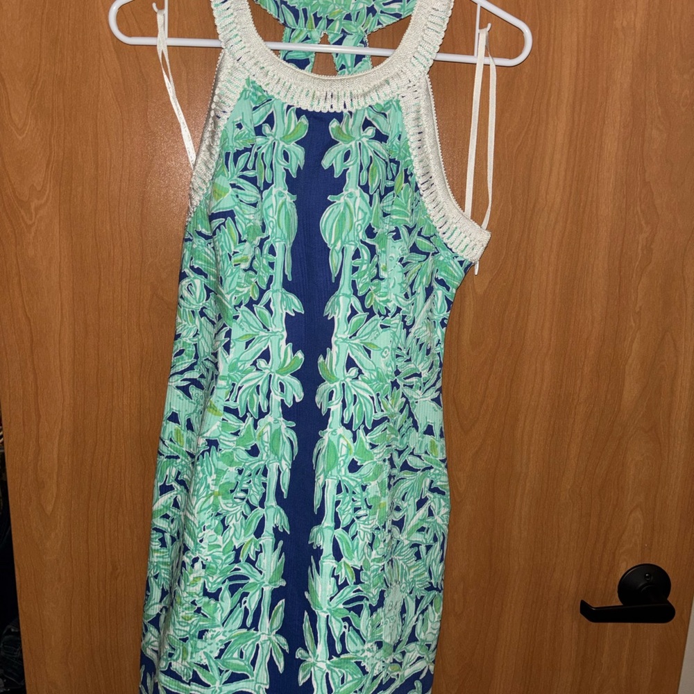 Lilly Pulitzer Tropical Blue and Green Backless Dress